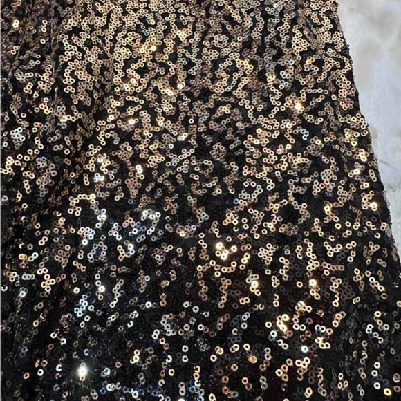 Luxe Glamour Sequin Mesh Wide Leg Palazzo Pants Holiday Evening Green Gold - Picture 13 of 13